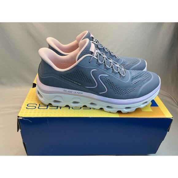 Skechers Hands Free Ladies Sneaker Slip Ins Size 9.5 Slate/Pink - Picture 2 of 8
